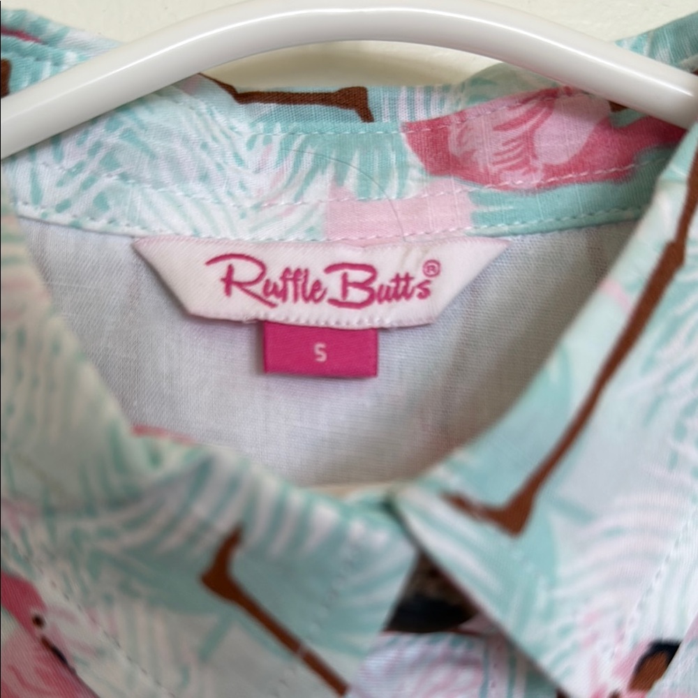 Ruffle Butts Pink and Green Sleeveless Sundress - Picture 3 of 5